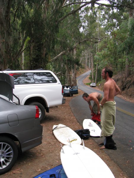Unless it's your good friends, this is the time to NOT take a picture. Dave gets ready to surf Hazards in San Louis Obispo, Calif.