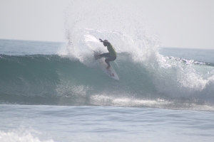 Kelly Slater throws some spray at the 2012 Hurley Pro at Lower Trestles. Photo: Jackie Connor