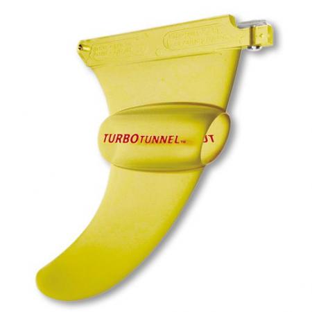 yellow turbo tunnel fin surfboard