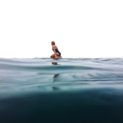 women surfer in the water
